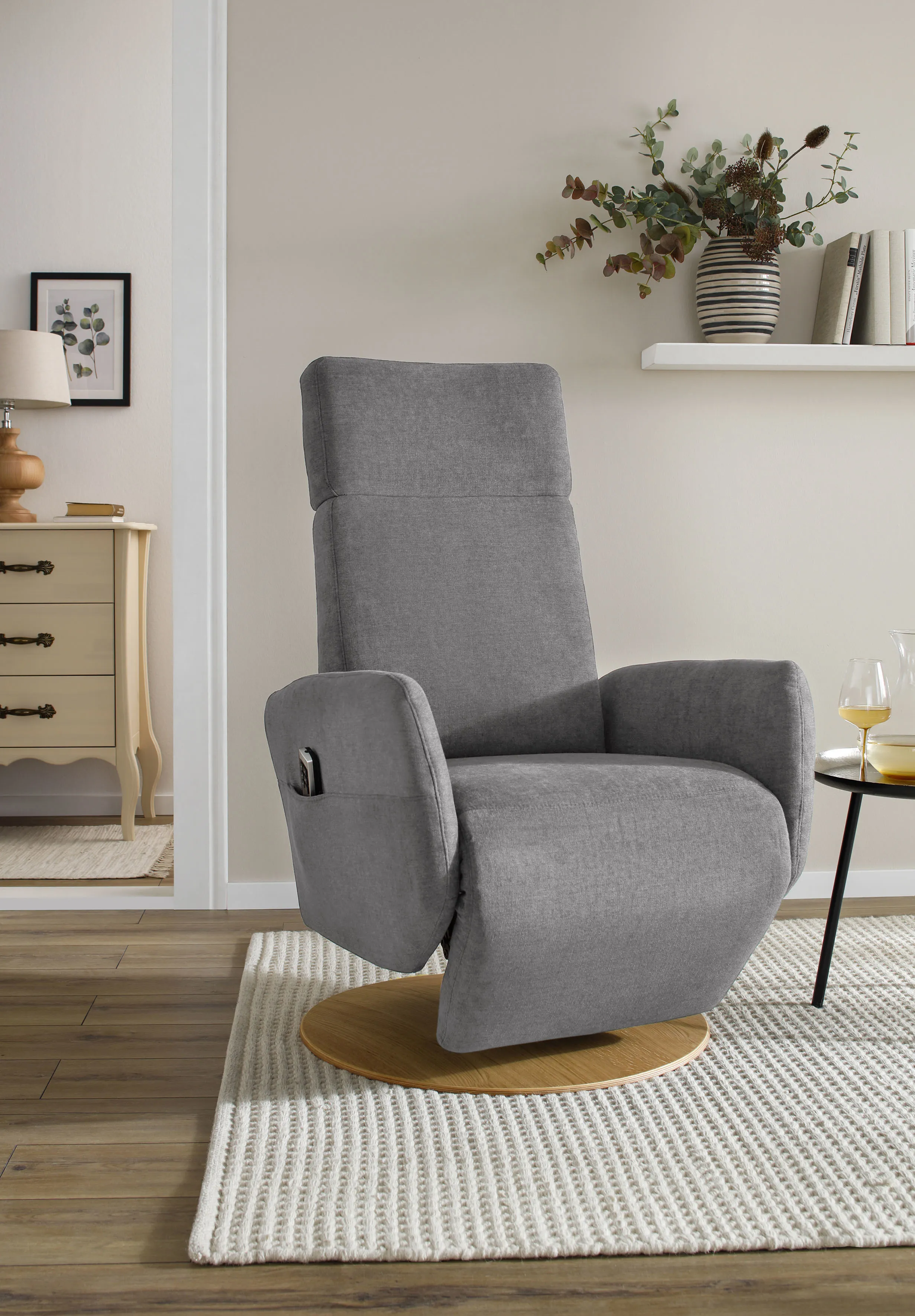 TV-Sessel SIT & MORE "Kobra", grau, B:71cm H:110cm T:82cm, Webstoff (100% Polyester), Luxus-Microfaser Euphoria (100% Polyester), Luxus-Microfaser Vintage (100% Polyester), Sessel, wahlweise mit 2 Motoren, 2 Motoren und Akku oder mit 2 Motoren