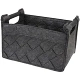 MACOSA AS6600L hochwertiger Filzkorb Anthrazit versch. Größen | recht-eckig | Holzgriffe | Regalkorb, Allzweckkorb, Aufbewahrungskorb Filz Deko-Korb