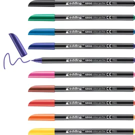 edding Fasermaler Set 10 St. schwarz/rot/blau/grün/gelb/orange/braun/violett/pink/hellblau