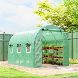 Outsunny Foliengewächshaus Kunststoff Grün 0,5 mm 6 m2