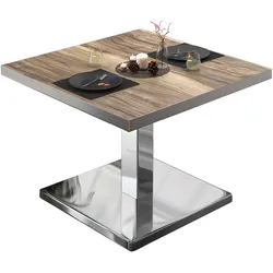 BM | Bistro Loungetisch | B:T:H 60 x 60 x 41 cm | Sheesham / Edelstahl