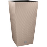 Blumentopf 40x40x76cm Mocca Kunststoff Rattan Optik Balkon Pflanztopf