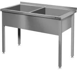 Stalgast Topfspüle, zwei Becken, 300 mm  Beckenhöhe, Edelstahl VTS12654A , Maße: (B x T x H) 1200 x 600 x 850 mm, verschweißt