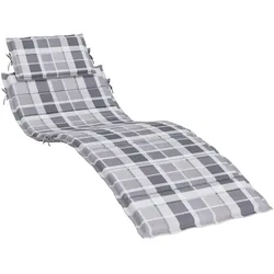vidaXL Sonnenliegen-Auflage Grau Karomuster 186x58x4 cm