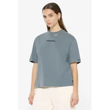 Harlem Soul HARLEM SOUL, Damen, Gr. M, blau (fog blau), Single Jersey, Material: 100% Baumwolle, bedruckt, regular fit normal, Rundhals, eingesetzt gerader Abschluss, Shirts Rundhalsshirt, aus Baumwolle