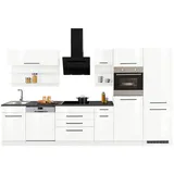 kochstation Küchenzeile »KS-Tulsa«, mit E-Geräten, Breite 350 cm, schwarze Metallgriffe, MDF Fronten, weiß