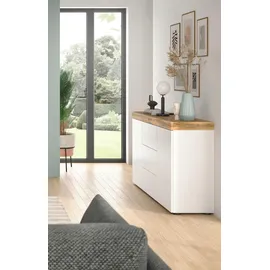 xonox.home Sideboard Sugar 125 x 80 x 37 cm Weiß / Eiche Wotan