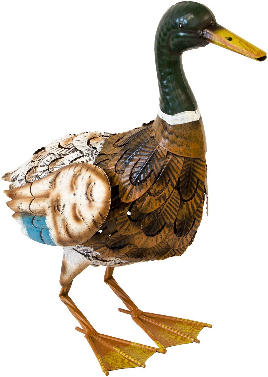 Dekofigur Ente, 45 cm hoch, Metallfigur, Gartenvogel, Gartendeko