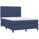 vidaXL Boxspringbett mit Matratze & LED Blau 140x200 cm Stoff