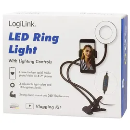 Logilink Ringlicht Ø 8,5 cm schwarz 1 Stück
