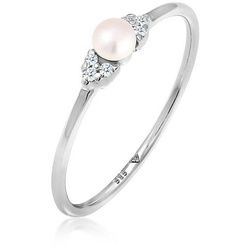 Elli DIAMONDS Diamantring Verlobung Perle Diamant (0.06 ct) 585 Weißgold, Diamant weiß