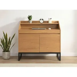 FineBuy Sekretär MDF 100cm Eiche Dekor Kompakt Schreibtisch mit Stauraum Home Office