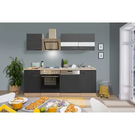 Respekta Küchenzeile Merle 220 cm Grau-Eiche