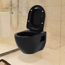 vidaXL Wand-WC mit WC-Sitz Schwarz