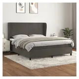 vidaXL Boxspringbett mit Matratze Dunkelgrau 180x200 cm Samt