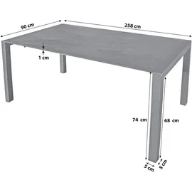 Garden Pleasure Gartentisch SIENNA grau rechteckig 158,0 x 90,0 x 74,0 cm