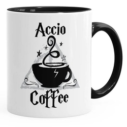 MoonWorks Tasse Kaffee-Tasse Spruch Accio Coffee Teetasse Keramiktasse MoonWorks®, Keramik schwarz