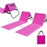 24MOVE Strandmatte 2er Set Klappbar Rückenlehne&Tasche - Gurt - Liegematte Rosa