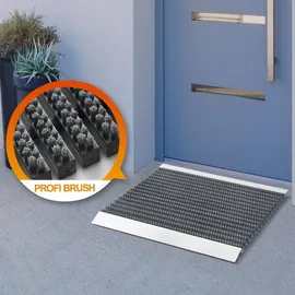 casa pura Floordirekt Fussmatte, Profi Brush mit Alu-Rahmen | Grau 60 x 90 cm