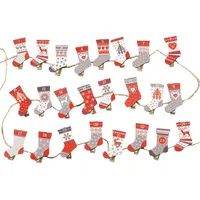 Adventskalender Zahlen Klammern Socken - rot, weiß & grau - Rot/Weiß/Grau