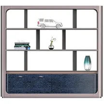 JV Möbel Vitrine Eleganter Vitrinenschrank 200 x 36 x 180 cm Beige/Blau