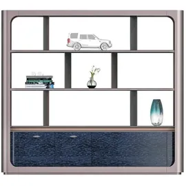 JV Möbel Vitrine Eleganter Vitrinenschrank 200 x 36 x 180 cm Beige/Blau