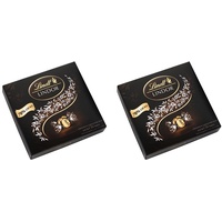 Lindt LINDOR Präsent Box Extra Dunkel 70% Kakao, Schokoladengeschenk, ca. 15 LINDOR Kugeln, 186 g (Packung mit 2)