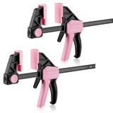 WORKPRO Rosa Einhandzwingen Set 2 Stück Schraubzwingen Spanner, Spannweite 150 mm Dehnbereich 135mm - 285mm Spannkraft 68kg, Stahl und Nylon für präzises Fixieren