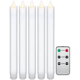 goobay LED-Echtwachs-Stabkerzen inkl. Fernbedienung 5 St. weiß