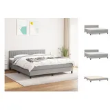 vidaXL Boxspringbett mit Matratze Hellgrau 160x200 cm Stoff