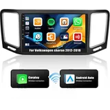 【2+64G】 Android 13 Autoradio für Volkswagen Sharan 2012-2018 mit Carplay & Android Auto, 9 Zoll Touchscreen Autoradio mit Bluetooth WiFi GPS-Navi FM/RDS Hi-FI SWC 2USB+AHD Rückfahrkamera