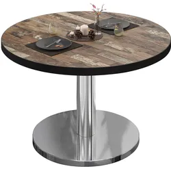 BN | Bistro Loungetisch | Ø:H 60 x 36 cm | Schwarzer Rand | Vintage Old / Edelstahl