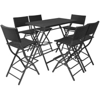 vidaXL 7-tlg. Garten-Essgruppe Klappbar Stahl Poly Rattan Schwarz