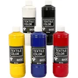 Creativ Company Textilfarbe, Primärfarben, 5 x 500 ml