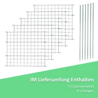 EINFEBEN Teichzaun Drahtzäune Gartenzaun 11tlg Set Zaun Teich 5 Zaunelemente und 6 Befestigungsstaeben, Welpanauslauf, Metall, Gartenzaun, Freigeh... - Grün