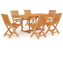 vidaXL Garten-Essgruppe Massivholz Teak Holz Möbel : Größe - 7-tlg.