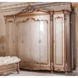 Casa Padrino Luxus Barock Schlafzimmerschrank Kupferfarben / Silber - Prunkvoller Massivholz Kleiderschrank mit 6 Türen - Barock Schlafzimmer & Hotel Möbel - Edel & Prunkvoll