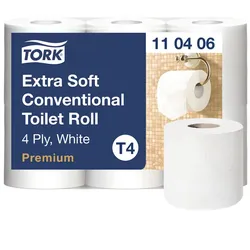 Toilettenpapier Traditionelle Rolle Extra weich Weiß 4-lagig - TORK T4 x 42 Rollen -. TORK