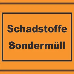 Schadstoffe Sondermüll Mülltrennung Aufkleber mit Text A6 (105x148mm)