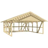 SKANHOLZ Doppelcarport Schwarzwald 6,84 x 7,72 m beige inkl. Abstellraum