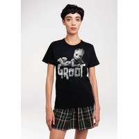 LOGOSHIRT T-Shirt Marvel - Groot mit witzigem Groot Print schwarz L