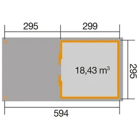 Weka Schiebetürhaus 225 A 5,9 x 2,99 m natur inkl. Anbaudach