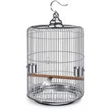MCLIUJIA Vogelkäfig Metall Runde Vogelkäfige Große Hängende Vogelträger Papagei Flugkäfig Für Reise Nach Hause Vogelkäfig Für Vögel (35cm) - Langlebig, Schmutzresistent, L 15 x B 15 x H 11 cm, Silber