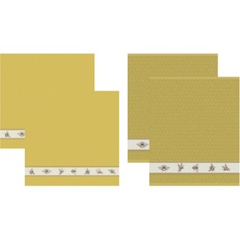 DDDDD Geschirrtuch »Bees«, (Set, 4 tlg., Combi-Set: bestehend aus 2x Küchentuch + 2x Geschirrtuch), gelb