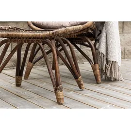 VCM ebuy24 Ella Loungesessel mit Fußhocker Walnuss-Dekor.