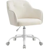 Songmics Homeoffice Stuhl, Drehstuhl, Schreibtischstuhl, höhenverstellbar, bis 110 kg belastbar, atmungsaktiver Sherpa-Stoff und PU, für Arbeitszimmer, Schlafzimmer, cappuccinobeige OBG019W01