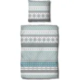 Traumschlaf Biber Bettwäsche Schneeflocken Blau 155 x 220 cm + 80 x 80 cm