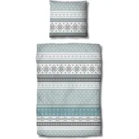 Traumschlaf Biber Bettwäsche Schneeflocken Blau 155 x 220 cm + 80 x 80 cm