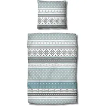 Traumschlaf Biber Bettwäsche Schneeflocken Blau 155 x 220 cm + 80 x 80 cm