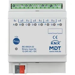 1St. MDT Binäreingang 8-fach REG BE-08024.02 für Steuersignale 12-24VAC/DC 4TE